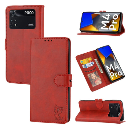 Embossed Happy Cat Pattern Leather Phone Case, For Xiaomi Redmi Note 11 4G Global/11S, For Xiaomi Redmi Note 11 Pro Global, For Samsung Galaxy A23 4G, For Xiaomi Poco M4 Pro