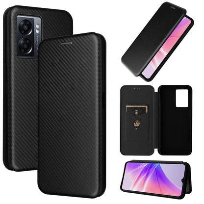 Carbon Fiber Texture Magnetic Leather Phone Case, For OPPO A57 5G, For OPPO Reno7 4G / F21 Pro 4G, For Samsung Galaxy M33 5G, For Sharp Simple Sumaho 6