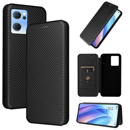 Carbon Fiber Texture Magnetic Leather Phone Case, For OPPO A57 5G, For OPPO Reno7 4G / F21 Pro 4G, For Samsung Galaxy M33 5G, For Sharp Simple Sumaho 6