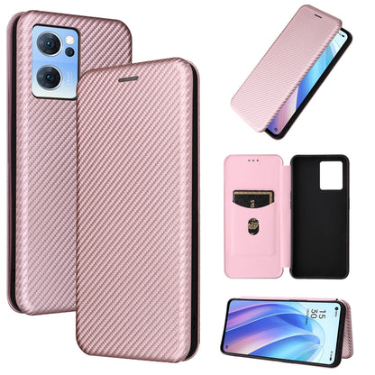 Carbon Fiber Texture Magnetic Leather Phone Case, For OPPO A57 5G, For OPPO Reno7 4G / F21 Pro 4G, For Samsung Galaxy M33 5G, For Sharp Simple Sumaho 6