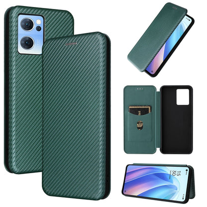 Carbon Fiber Texture Magnetic Leather Phone Case, For OPPO A57 5G, For OPPO Reno7 4G / F21 Pro 4G, For Samsung Galaxy M33 5G, For Sharp Simple Sumaho 6