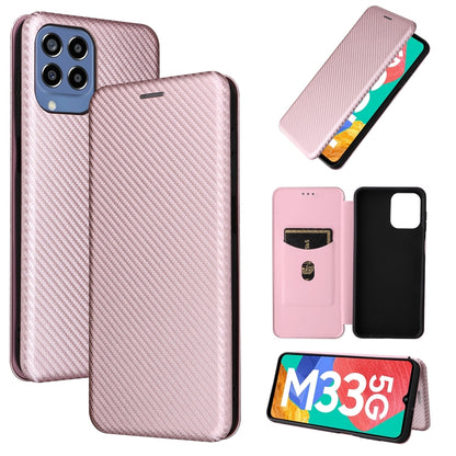 Carbon Fiber Texture Magnetic Leather Phone Case, For OPPO A57 5G, For OPPO Reno7 4G / F21 Pro 4G, For Samsung Galaxy M33 5G, For Sharp Simple Sumaho 6