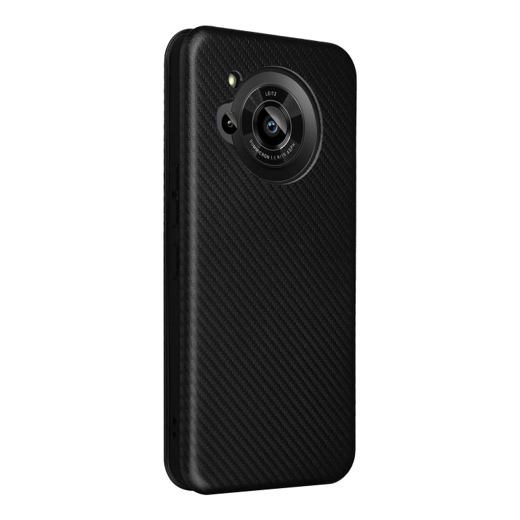 Carbon Fiber Texture Magnetic Leather Phone Case, For Sharp Aquos R7