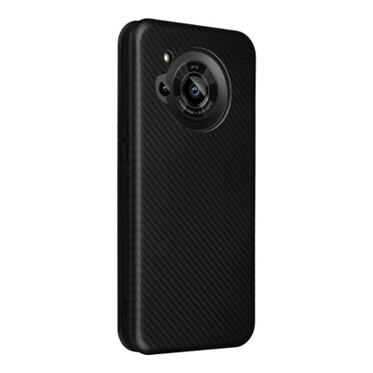 Carbon Fiber Texture Magnetic Leather Phone Case, For Sharp Aquos R7