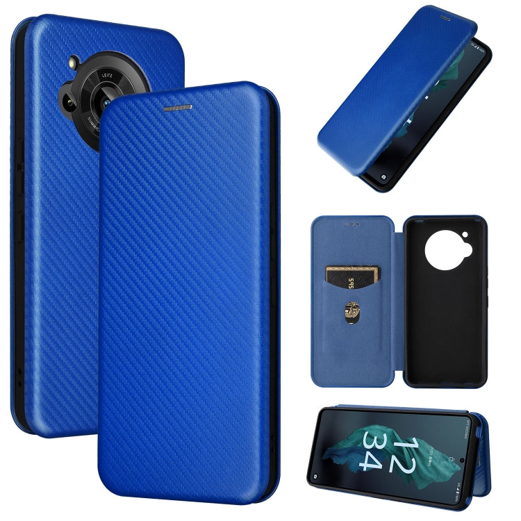 Carbon Fiber Texture Magnetic Leather Phone Case, For Sharp Aquos R7