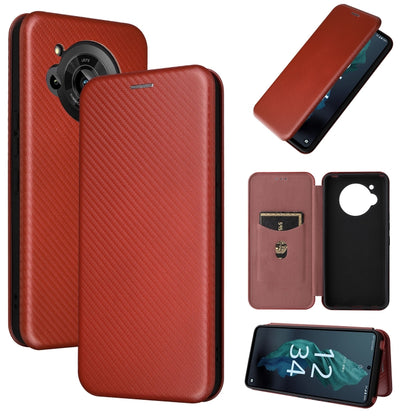 Carbon Fiber Texture Magnetic Leather Phone Case, For Sharp Aquos R7