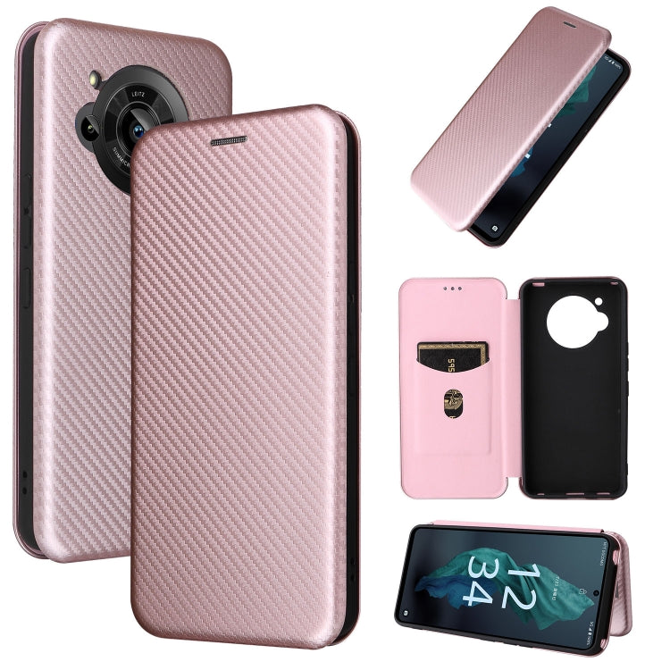 Carbon Fiber Texture Magnetic Leather Phone Case, For Sharp Aquos R7