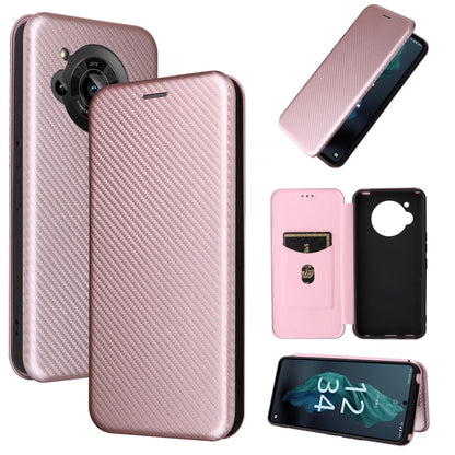 Carbon Fiber Texture Magnetic Leather Phone Case, For Sharp Aquos R7
