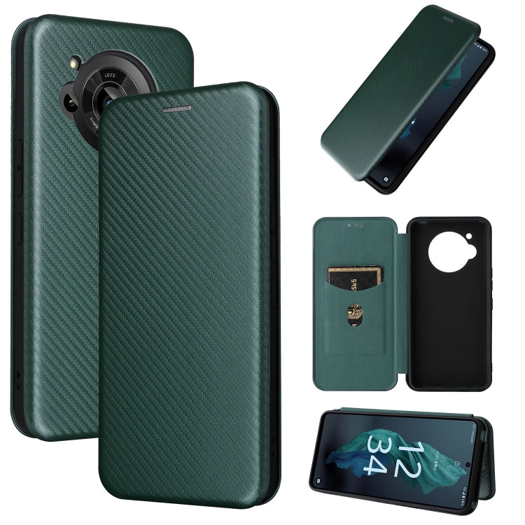 Carbon Fiber Texture Magnetic Leather Phone Case, For Sharp Aquos R7