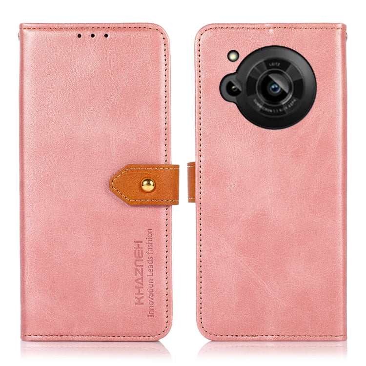 KHAZNEH Dual-color Cowhide Texture Flip Leather Phone Case, For Sharp Aquos R7, For OnePlus Ace / 10R