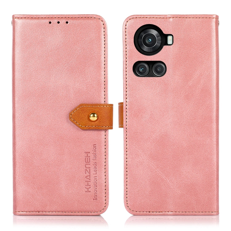 KHAZNEH Dual-color Cowhide Texture Flip Leather Phone Case, For Sharp Aquos R7, For OnePlus Ace / 10R