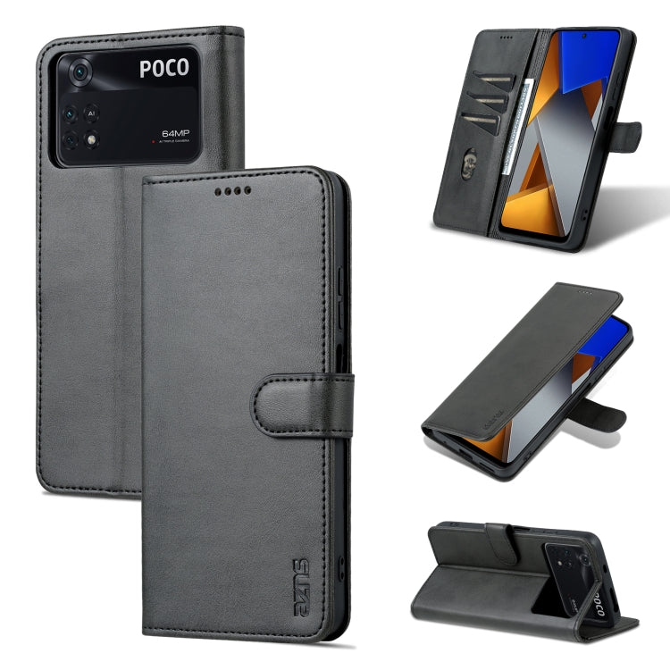 AZNS Skin Feel Calf Texture Flip Leather Phone Case, For Xiaomi Poco M4 Pro 4G