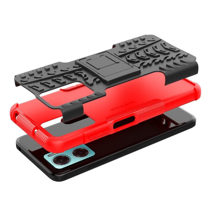 Tire Texture TPU + PC Phone Case with Holder, For Xiaomi Redmi Note 11E 5G