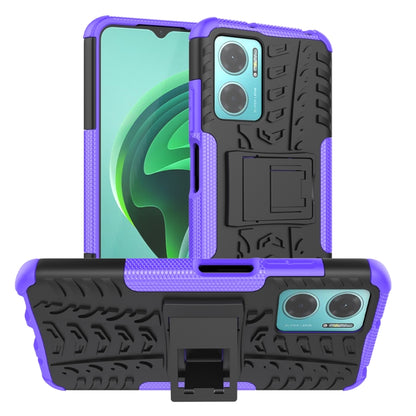 Tire Texture TPU + PC Phone Case with Holder, For Xiaomi Redmi Note 11E 5G