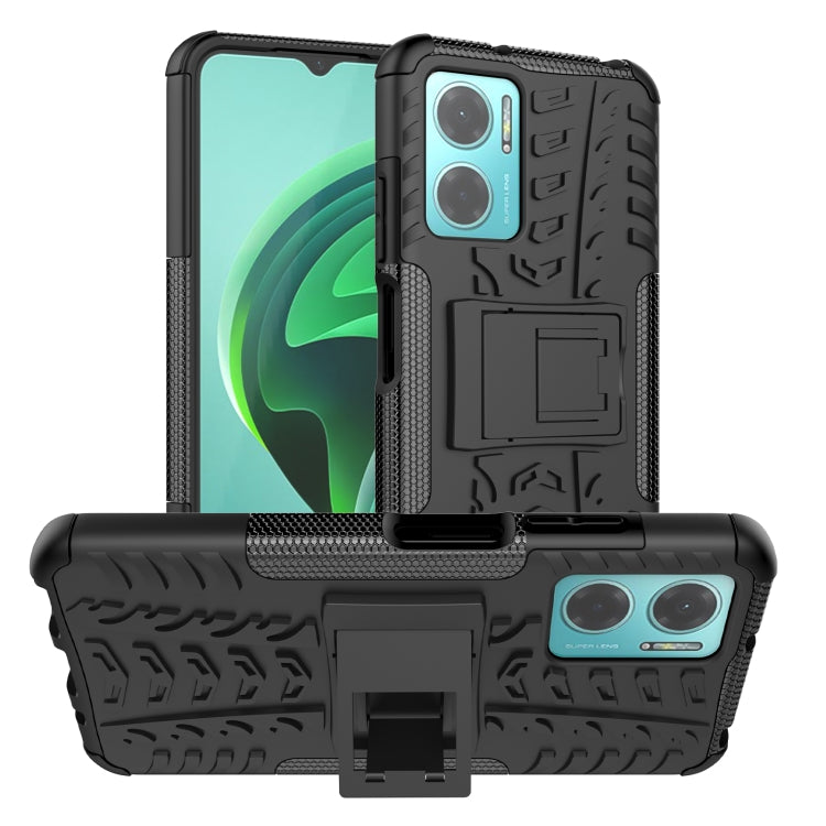 Tire Texture TPU + PC Phone Case with Holder, For Xiaomi Redmi Note 11E 5G