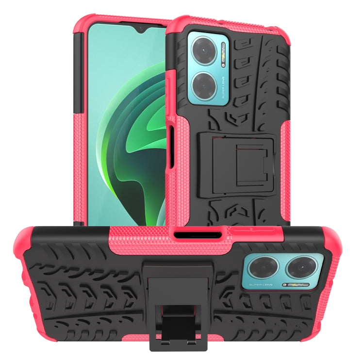 Tire Texture TPU + PC Phone Case with Holder, For Xiaomi Redmi Note 11E 5G