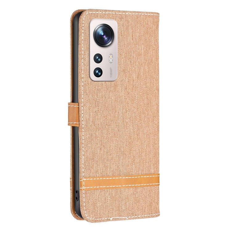 Color Block Denim Texture Leather Phone Case, For Xiaomi 12 Lite