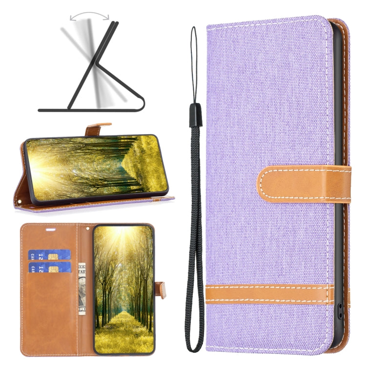 Color Block Denim Texture Leather Phone Case, For Xiaomi 12 Lite