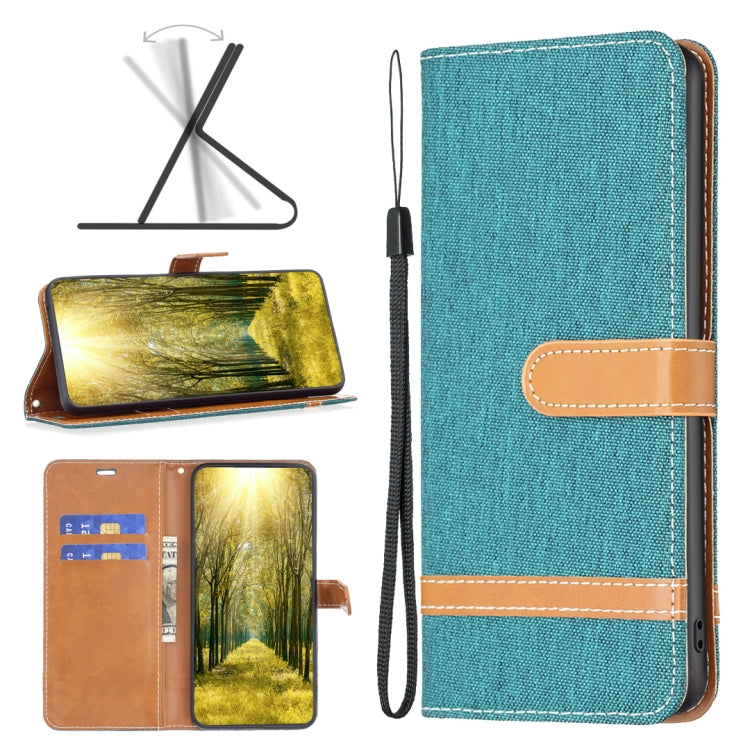 Color Block Denim Texture Leather Phone Case, For Xiaomi 12 Lite