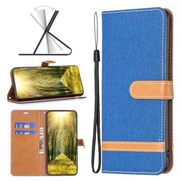 Color Block Denim Texture Leather Phone Case, For Xiaomi 12 Lite