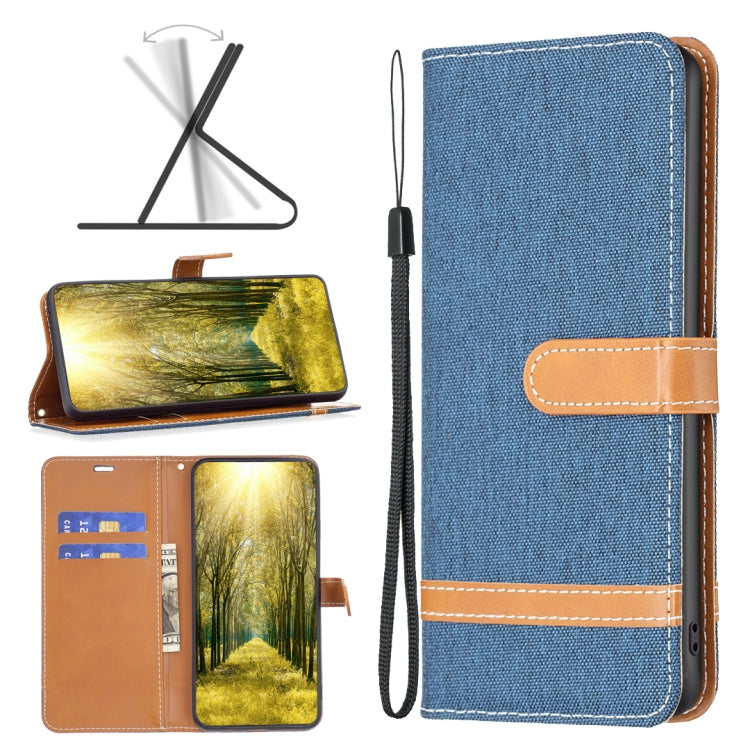 Color Block Denim Texture Leather Phone Case, For Xiaomi 12 Lite