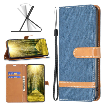 Color Block Denim Texture Leather Phone Case, For Xiaomi 12 Lite