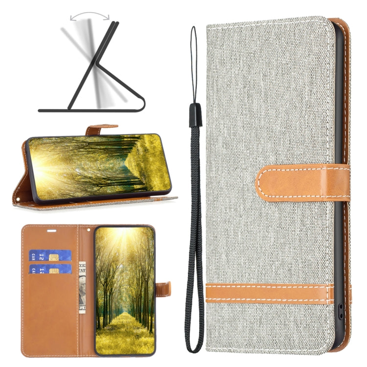 Color Block Denim Texture Leather Phone Case, For Xiaomi 12 Lite