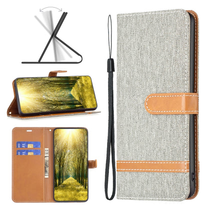 Color Block Denim Texture Leather Phone Case, For Xiaomi 12 Lite