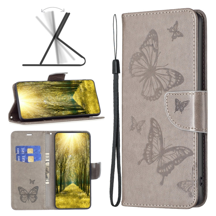 Two Butterflies Embossing Leather Phone Case, For Xiaomi 12 Lite