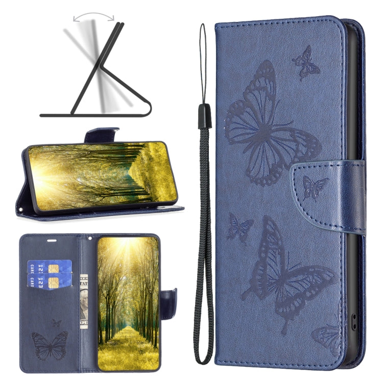 Two Butterflies Embossing Leather Phone Case, For Xiaomi 12 Lite
