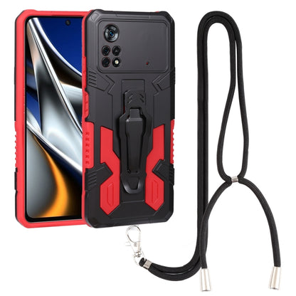 Lanyard Mecha Armor Kickstand PC + TPU Phone Case, For Xiaomi Poco X4 Pro 5G, For Xiaomi Redmi 10C, For Xiaomi Redmi Note 11 Pro Global, For Xiaomi Redmi Note 11S