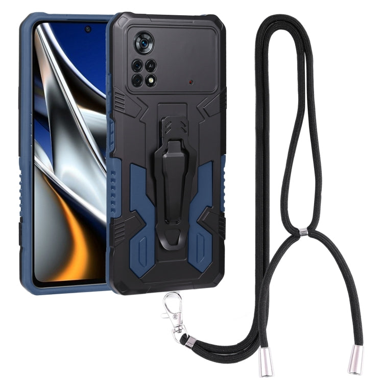 Lanyard Mecha Armor Kickstand PC + TPU Phone Case, For Xiaomi Poco X4 Pro 5G, For Xiaomi Redmi 10C, For Xiaomi Redmi Note 11 Pro Global, For Xiaomi Redmi Note 11S