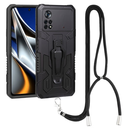 Lanyard Mecha Armor Kickstand PC + TPU Phone Case, For Xiaomi Poco X4 Pro 5G, For Xiaomi Redmi 10C, For Xiaomi Redmi Note 11 Pro Global, For Xiaomi Redmi Note 11S