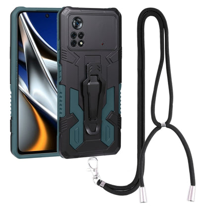 Lanyard Mecha Armor Kickstand PC + TPU Phone Case, For Xiaomi Poco X4 Pro 5G, For Xiaomi Redmi 10C, For Xiaomi Redmi Note 11 Pro Global, For Xiaomi Redmi Note 11S