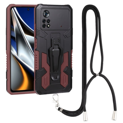 Lanyard Mecha Armor Kickstand PC + TPU Phone Case, For Xiaomi Poco X4 Pro 5G, For Xiaomi Redmi 10C, For Xiaomi Redmi Note 11 Pro Global, For Xiaomi Redmi Note 11S