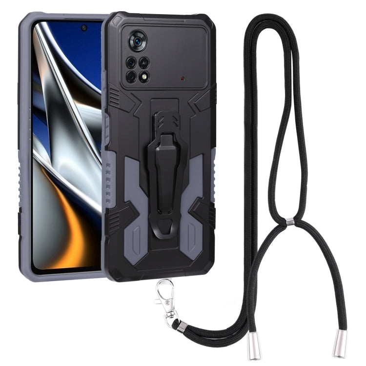 Lanyard Mecha Armor Kickstand PC + TPU Phone Case, For Xiaomi Poco X4 Pro 5G, For Xiaomi Redmi 10C, For Xiaomi Redmi Note 11 Pro Global, For Xiaomi Redmi Note 11S