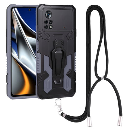 Lanyard Mecha Armor Kickstand PC + TPU Phone Case, For Xiaomi Poco X4 Pro 5G, For Xiaomi Redmi 10C, For Xiaomi Redmi Note 11 Pro Global, For Xiaomi Redmi Note 11S