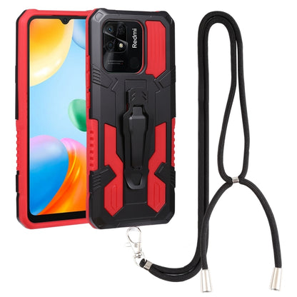 Lanyard Mecha Armor Kickstand PC + TPU Phone Case, For Xiaomi Poco X4 Pro 5G, For Xiaomi Redmi 10C, For Xiaomi Redmi Note 11 Pro Global, For Xiaomi Redmi Note 11S