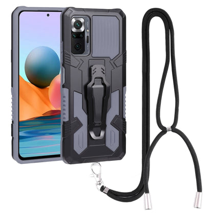 Lanyard Mecha Armor Kickstand PC + TPU Phone Case, For Xiaomi Poco X4 Pro 5G, For Xiaomi Redmi 10C, For Xiaomi Redmi Note 11 Pro Global, For Xiaomi Redmi Note 11S