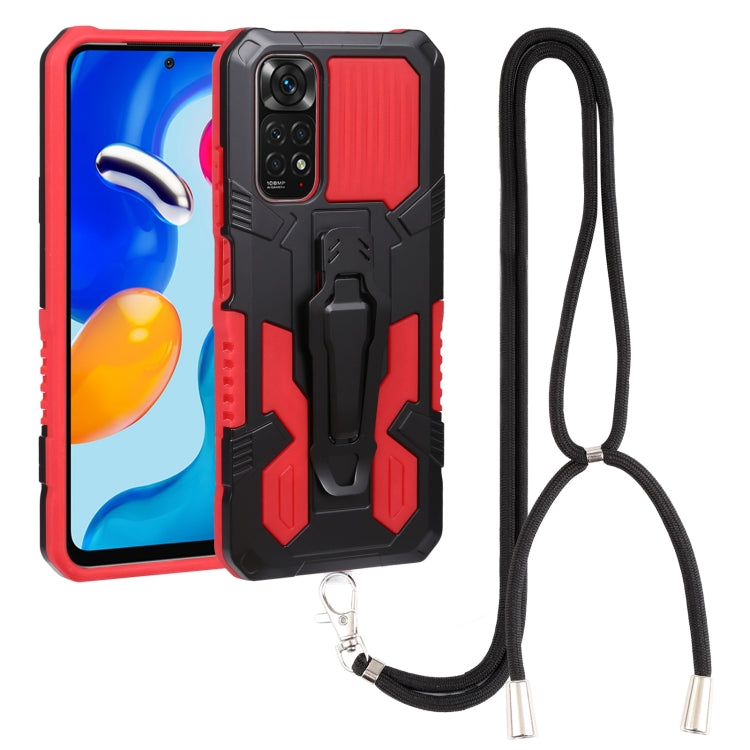Lanyard Mecha Armor Kickstand PC + TPU Phone Case, For Xiaomi Poco X4 Pro 5G, For Xiaomi Redmi 10C, For Xiaomi Redmi Note 11 Pro Global, For Xiaomi Redmi Note 11S