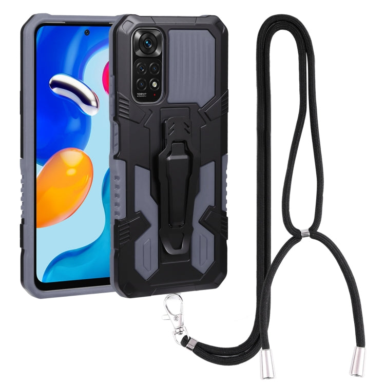 Lanyard Mecha Armor Kickstand PC + TPU Phone Case, For Xiaomi Poco X4 Pro 5G, For Xiaomi Redmi 10C, For Xiaomi Redmi Note 11 Pro Global, For Xiaomi Redmi Note 11S
