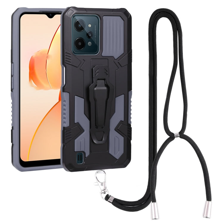 Lanyard Mecha Armor Kickstand PC + TPU Phone Case, For OPPO Realme C31