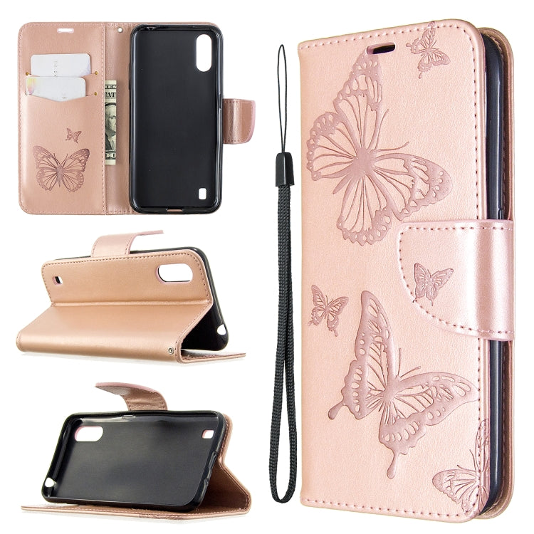 Two Butterflies Embossing Pattern Horizontal Flip Leather Case with Holder & Card Slot & Wallet & Lanyard, For Huawei P40, For Huawei P40 Pro, For Galaxy A01, For Galaxy A21, For Xiaomi Redmi K30