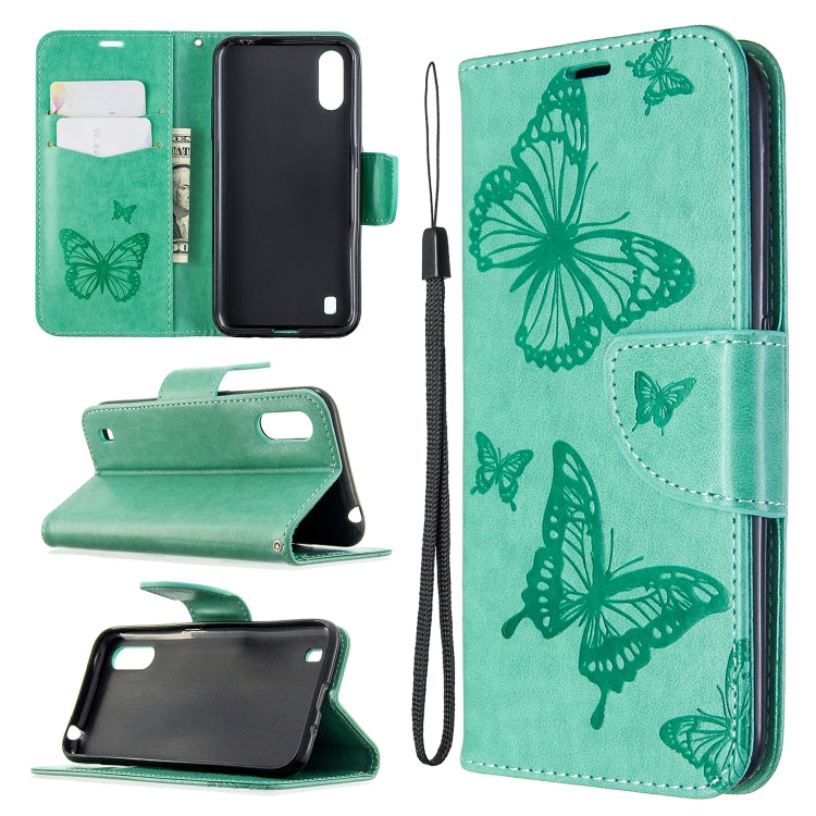Two Butterflies Embossing Pattern Horizontal Flip Leather Case with Holder & Card Slot & Wallet & Lanyard, For Huawei P40, For Huawei P40 Pro, For Galaxy A01, For Galaxy A21, For Xiaomi Redmi K30