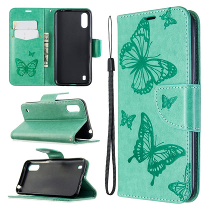 Two Butterflies Embossing Pattern Horizontal Flip Leather Case with Holder & Card Slot & Wallet & Lanyard, For Huawei P40, For Huawei P40 Pro, For Galaxy A01, For Galaxy A21, For Xiaomi Redmi K30