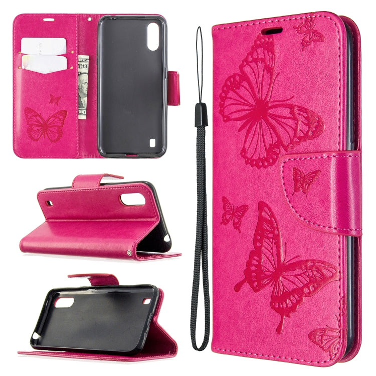 Two Butterflies Embossing Pattern Horizontal Flip Leather Case with Holder & Card Slot & Wallet & Lanyard, For Huawei P40, For Huawei P40 Pro, For Galaxy A01, For Galaxy A21, For Xiaomi Redmi K30