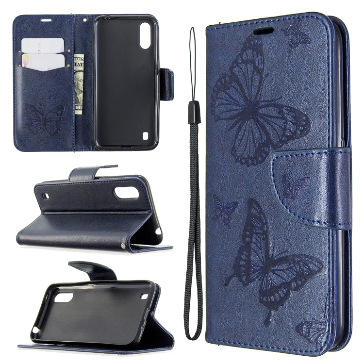 Two Butterflies Embossing Pattern Horizontal Flip Leather Case with Holder & Card Slot & Wallet & Lanyard, For Huawei P40, For Huawei P40 Pro, For Galaxy A01, For Galaxy A21, For Xiaomi Redmi K30