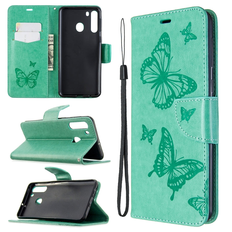 Two Butterflies Embossing Pattern Horizontal Flip Leather Case with Holder & Card Slot & Wallet & Lanyard, For Huawei P40, For Huawei P40 Pro, For Galaxy A01, For Galaxy A21, For Xiaomi Redmi K30