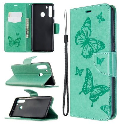 Two Butterflies Embossing Pattern Horizontal Flip Leather Case with Holder & Card Slot & Wallet & Lanyard, For Huawei P40, For Huawei P40 Pro, For Galaxy A01, For Galaxy A21, For Xiaomi Redmi K30