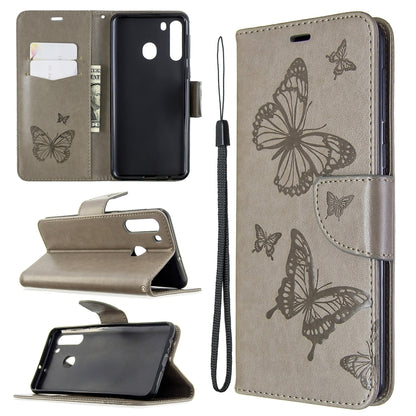 Two Butterflies Embossing Pattern Horizontal Flip Leather Case with Holder & Card Slot & Wallet & Lanyard, For Huawei P40, For Huawei P40 Pro, For Galaxy A01, For Galaxy A21, For Xiaomi Redmi K30